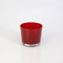 Großer Teelichthalter ALENA, Glas, rot, 8,5cm, Ø10cm