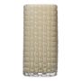 Eckige Blumen Vase MAVA aus Glas, Karomuster, beige, 12x12x25cm