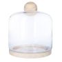 Terrarium Blumenvase BENEDICTO aus Glas, mit Holzuntersetzer, Kugel-Deckel, klar, 32cm, Ø28cm