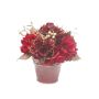 Kunstblumengesteck Hortensie, Beere SUKI, Dekotopf, rot-gold, 25cm, Ø25cm