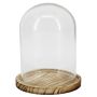 Glasglocke DANILLA mit marmoriertem Holzboden, klar, 14,5cm, Ø11,5cm