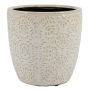 Keramik Blumentopf JAIRO mit Muster, creme, 12,5cm, Ø13,2cm