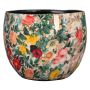 Blumentopf ASTERI, Metall mit Blumenmotiv, bunt, 15cm, Ø17cm