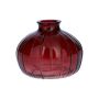 Blumen Vase ALFHARD, Glas mit Rillen, burgunderrot-klar, 8,5cm, Ø10,5cm