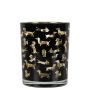 Teelicht Kerzen Glas GEORGETTE mit Dackel Motiv, schwarz-matt-gold-glänzend, 12,5cm, Ø10cm