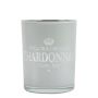 Teelicht Kerzen Glas LEONARDAS mit Chardonnay Schriftzug, weiß-matt-silber-glänzend, 12,5cm, Ø10cm