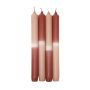 Dip Dye Tafelkerzen LISSITA, 4 Stück, lachs-altrosa, 25cm, Ø2,3cm, 11h