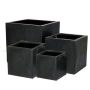Fiberstone Blumentopf VELDORA, 4 Stück, outdoor, schwarz, 20x20x20cm, 30x30x30cm, 40x40x40cm, 50x50x50cm