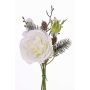 Rosenstrauß künstlich FANNI, Zapfen, beschneit, weiß, 30cm, Ø15cm