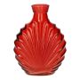 Flache Glas Flasche RACHELLE in Muschel-Optik, rot-klar, 12,8x5,6x16,8cm