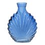 Flache Glas Flasche RACHELLE in Muschel-Optik, kobaltblau-klar, 12,8x5,6x16,8cm