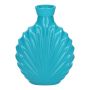 Flache Glas Flasche RACHELLE in Muschel-Optik, aquablau-milchglas, 12,8x5,6x16,8cm