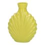 Flache Glas Flasche RACHELLE in Muschel-Optik, gelb-milchglas, 12,8x5,6x16,8cm