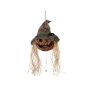 Halloween Vogelscheuche Kürbis Kopf TALLULAH, hängend, Soundfunktion, LEDs, 30x20x70cm