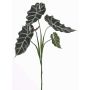 Plastik Alocasia Sanderiana MATHEA auf Steckstab, grün-weiß, 75cm