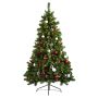 Künstlicher Tannenbaum MADRID SPEED, LEDS, geschmückt, rot-silber-grün, 180cm, Ø100cm
