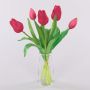 Kunstblumen Tulpen Strauß LEANA, pink-grün, 30cm, Ø20cm