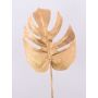 Kunst Philodendron Monstera Deliciosa Blatt ASMERET mit Glitzer, gold, 70cm