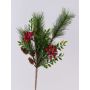 Deko Zweig FREDEGONDA, Kiefer, Vogelbeeren, Zapfen, rot-grün, 65cm