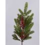 Deko Zweig VARDALIA, Tanne, Beeren, Zapfen, rot-grün, 75cm