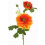 Künstlicher Zweig Ranunkel SAGARA, orange-grün, 45cm, Ø5-9cm