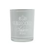 Teelicht Kerzen Glas LEONARDAS mit Verdicchio Schriftzug, weiß-matt-silber-glänzend, 12,5cm, Ø10cm