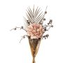 Deko Pfingstrosen Strauß AYMA mit Ballon-Wolfsmilch, Palmblatt, altrosa, 60cm