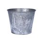 Zink Blumentopf RADORA, Rentier Motiv, grau-weiß, 12cm, Ø13,5cm