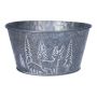 Runde Zink Blumenschale RADORA, Rentier Motiv, grau-weiß, 9cm, Ø18cm
