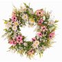 Künstlicher Blumenkranz Margerite Cosmos MAGADI, Muscari, Schleierkraut, rosa-weiß, Ø30cm