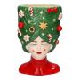 Dekovase Frauenbüste MILTY aus Keramik, weihnachtlich, grün-rot, 23,2x19,8x36,2cm