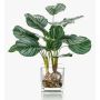 Kunstpflanze Calathea Orbifolia AGINA im Glastopf, grün-weiß, 45cm