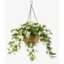 Künstliche Blumenampel Fuchsie JONKFUN im Korb, crossdoor, creme-rosa, 70cm