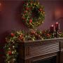 Kunst Winterkranz NEXORI, LEDs, Äpfel, Zapfen, Beeren, rot-gold, Ø60cm