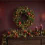 Kunst Winterkranz NEXORI, LEDs, Äpfel, Zapfen, Beeren, rot-gold, Ø75cm