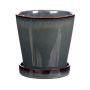 Blumentopf Keramik AUVA mit Untersetzer, petrolgrün, 13,8cm, Ø13,5cm