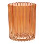 Kerzenhalter ELISABELLE aus Glas, mit Rillen, pfirsich, 10cm, Ø7,8cm