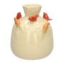 Ballonflasche BIRDIE aus Keramik, mit 3D Vögeln, beige-rot-orange, 16cm, Ø14cm