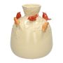 Ballonflasche BIRDIE aus Keramik, mit 3D Vögeln, beige-rot-orange, 19cm, Ø16,5cm