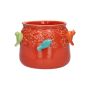 Übertopf BIRDIE aus Keramik, mit 3D Vögeln, rot-blau-grün-orange, 11cm, Ø13,5cm