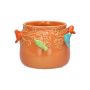 Übertopf BIRDIE aus Keramik, mit 3D Vögeln, orange-blau-grün, 11cm, Ø13,5cm