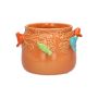 Übertopf BIRDIE aus Keramik, mit 3D Vögeln, orange-blau-grün, 12,5cm, Ø15,5cm