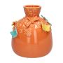 Ballonflasche KIMANA aus Keramik, 3D Schmetterlinge Libellen, orange-gelb-blau, 16cm, Ø14cm