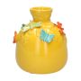 Ballonflasche KIMANA aus Keramik, 3D Schmetterlinge Libellen, gelb-blau-grün-orange, 16cm, Ø14cm
