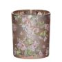 Teelichtglas Kerzen Halter ANNALOUISA mit Magnolien Motiv, rosa-matt-roségold-glänzend, 8cm, Ø7,5cm
