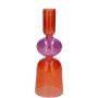 Kerzenhalter ADDISSON aus Glas, für Stabkerzen, orange-lila-klar, 18cm, Ø6cm