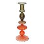 Kerzenhalter CHANANJA aus Glas, für Stabkerzen, grün-orange-klar, 23,5cm, Ø8,8cm