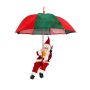 Hängender Santa Claus SISSON mit Schirm, LEDs, rot-grün, 77cm, Ø70cm