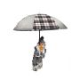 Hängender Santa Claus SISSON mit Schirm, LEDs, grau-weiß, 60cm, Ø50cm