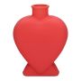 Glas Dekoflasche BELEZA in Herzform, mit Fuß, rot-matt, 14x6,5x18,5cm